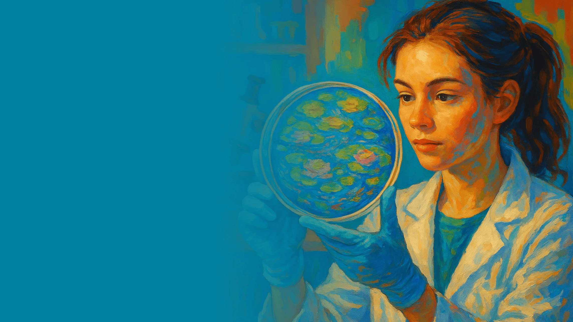 A pathologist carefully examining a laboratory culture plate